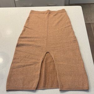 Free People Camel Ribbed Pencil Skirt